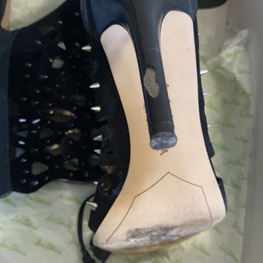 Sam Edelman Allison Spike Hollow Black Heels 6 - Picture 4 of 4